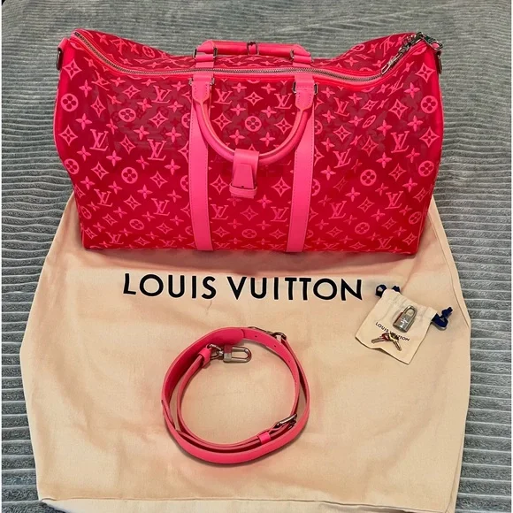 Monogram Macassar Louis Vuitton Pink Keepall Louis Vuitton Bags